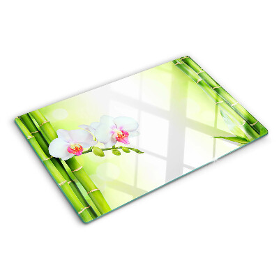 Glass cutting board Orchids and bamboo