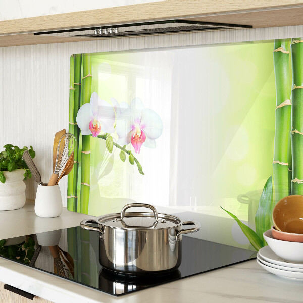 Glass cutting board Orchids and bamboo