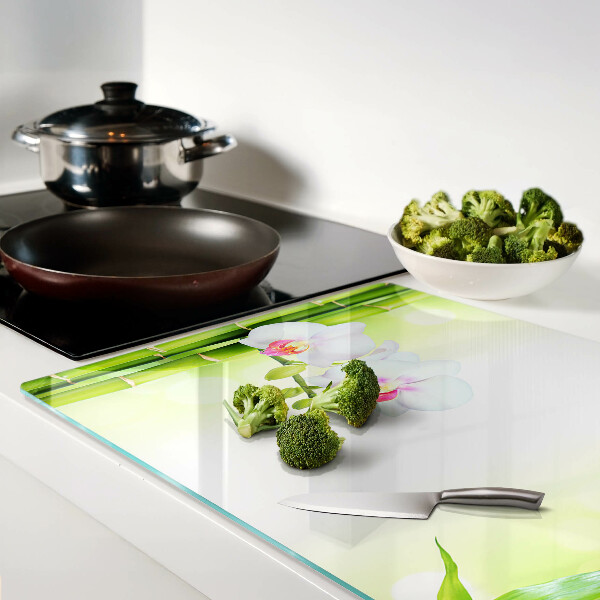Glass cutting board Orchids and bamboo
