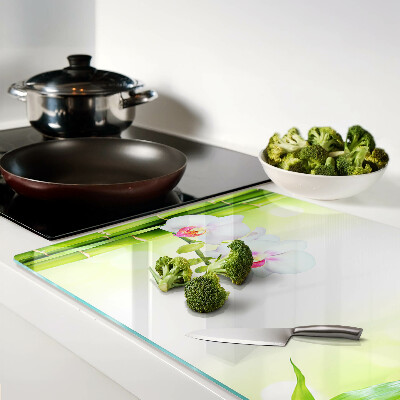 Glass cutting board Orchids and bamboo
