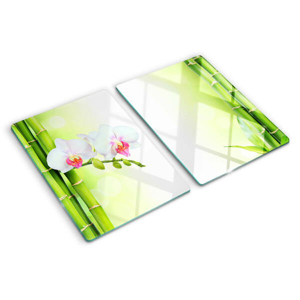 Glass cutting board Orchids and bamboo