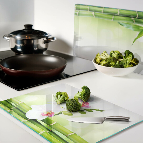 Glass cutting board Orchids and bamboo