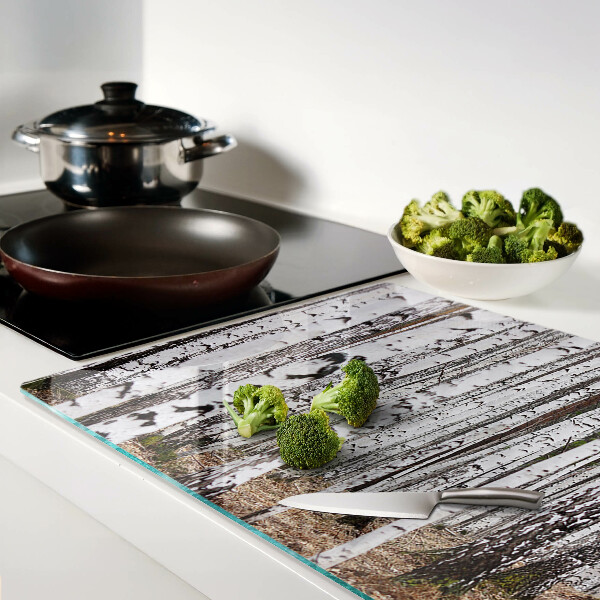 Cutting board White trunks of birch trees