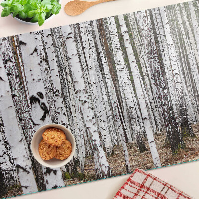 Cutting board White trunks of birch trees