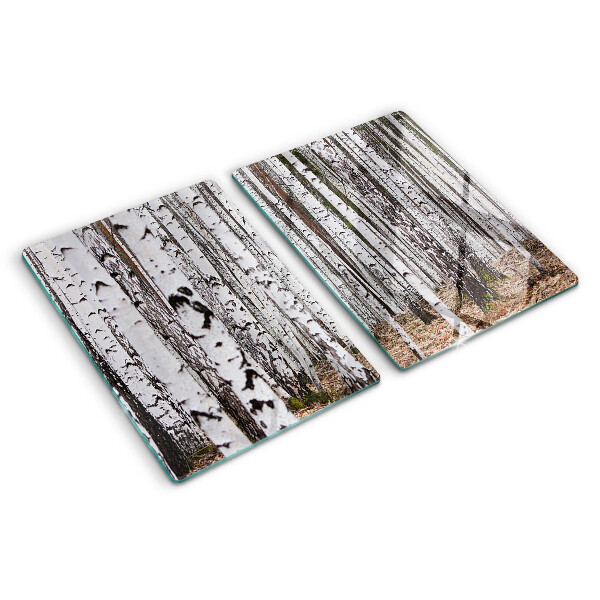 Cutting board White trunks of birch trees