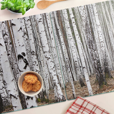 Cutting board White trunks of birch trees