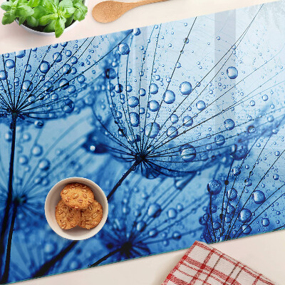 Glass kitchen board Flowers with water drops
