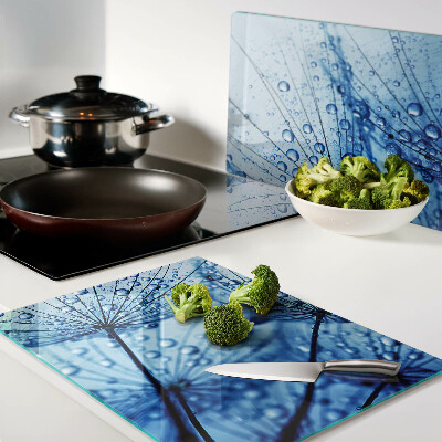 Glass kitchen board Flowers with water drops