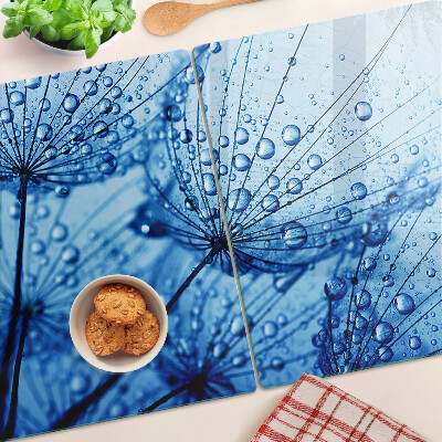 Glass kitchen board Flowers with water drops