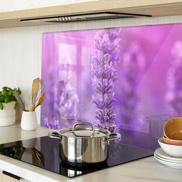 Glass chopping board Lavender flowers on a purple background