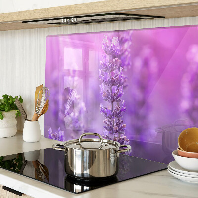 Glass chopping board Lavender flowers on a purple background