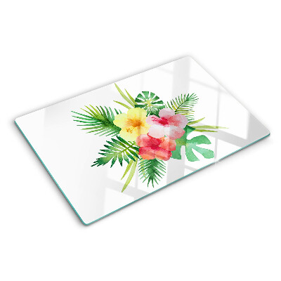 Chopping board Tropical flowers and leaves