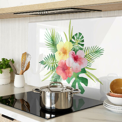 Chopping board Tropical flowers and leaves