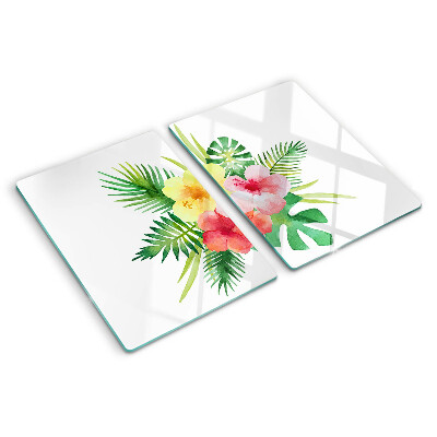 Chopping board Tropical flowers and leaves