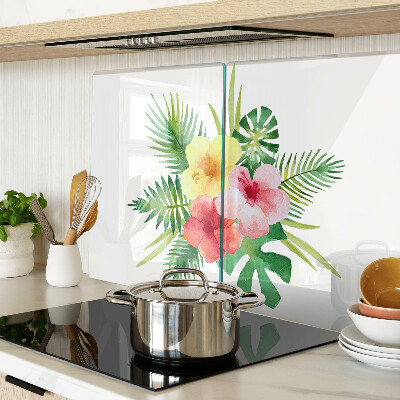 Chopping board Tropical flowers and leaves