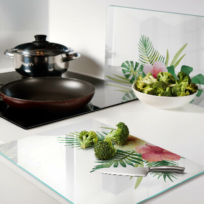 Chopping board Tropical flowers and leaves