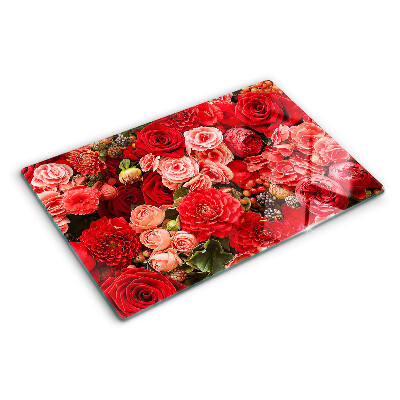 Glass chopping board Floral pattern with roses