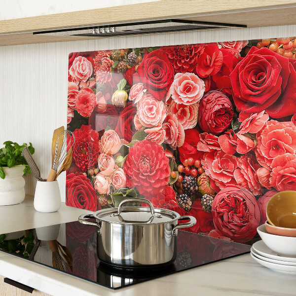 Glass chopping board Floral pattern with roses