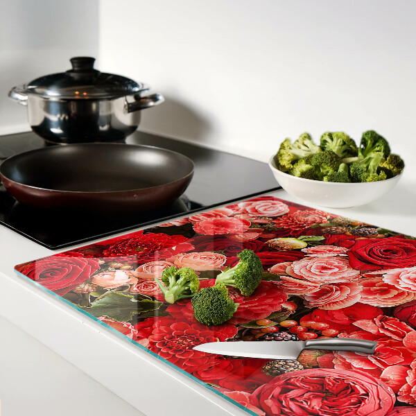 Glass chopping board Floral pattern with roses