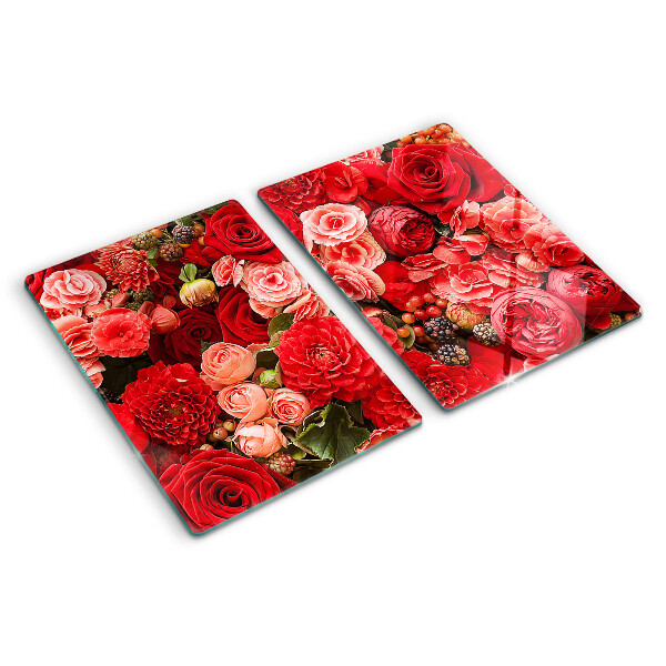 Glass chopping board Floral pattern with roses