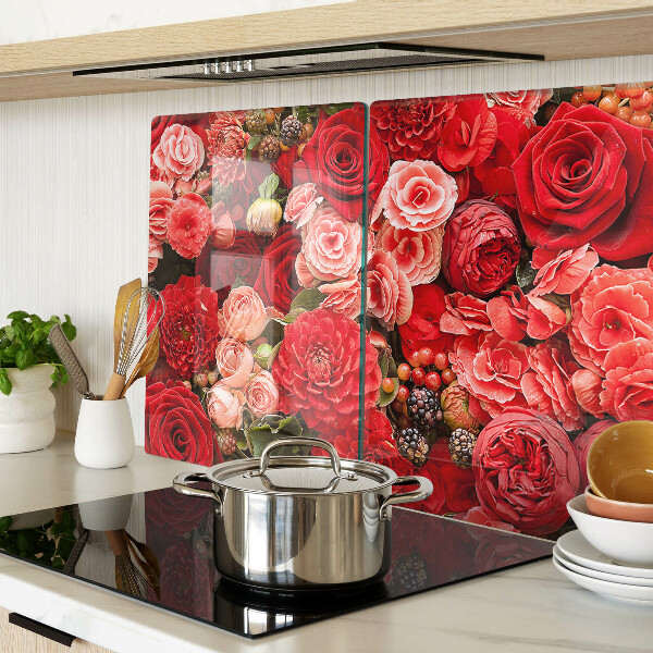 Glass chopping board Floral pattern with roses
