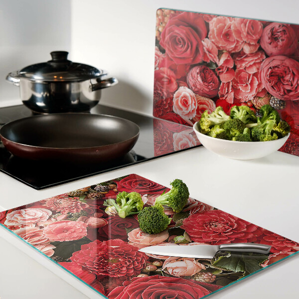 Glass chopping board Floral pattern with roses