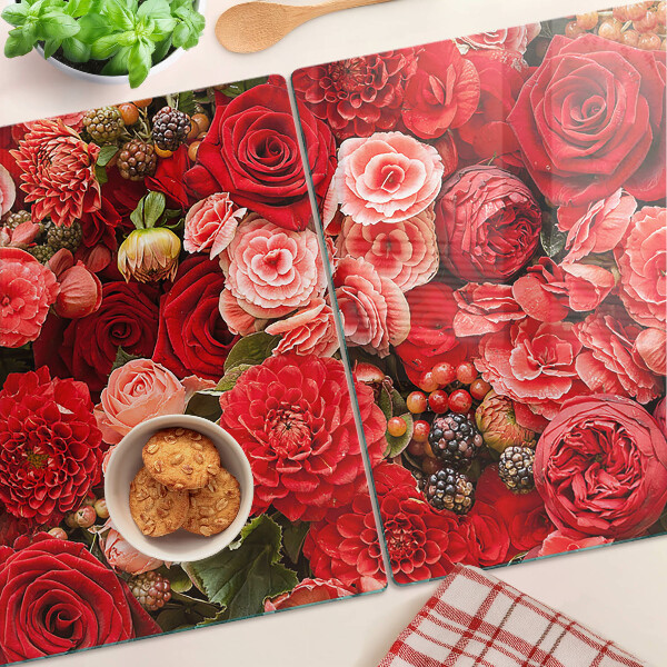 Glass chopping board Floral pattern with roses