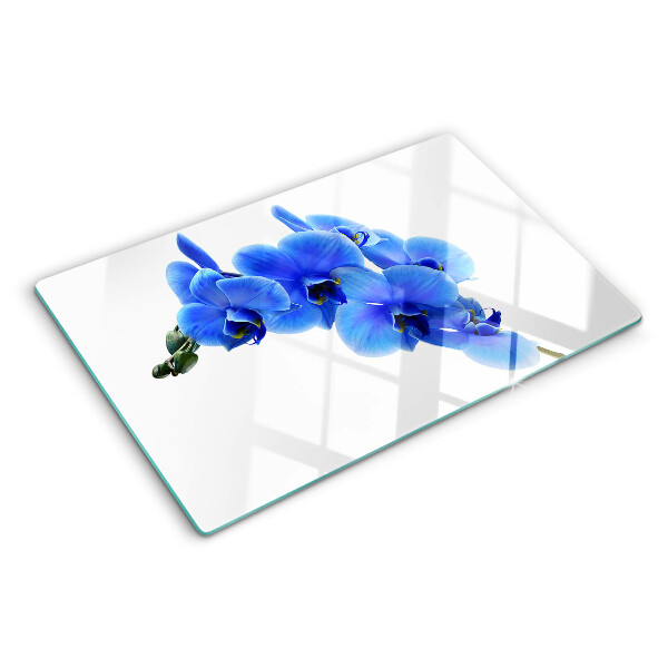 Glass cutting board Blue orchids