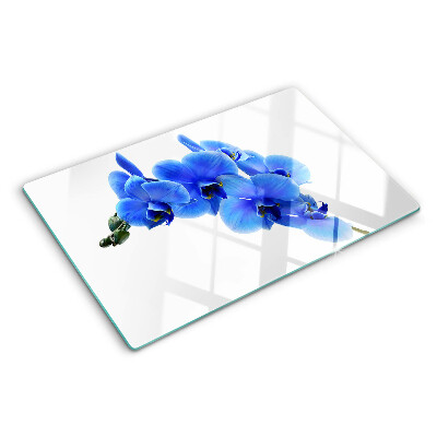 Glass cutting board Blue orchids