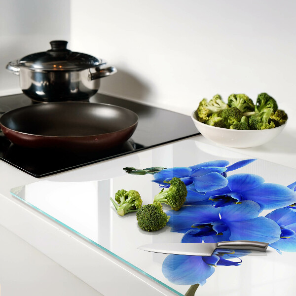 Glass cutting board Blue orchids
