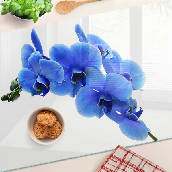 Glass cutting board Blue orchids