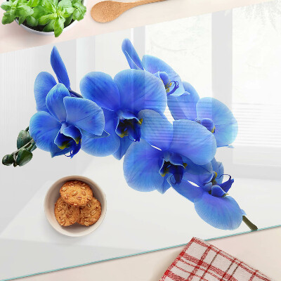Glass cutting board Blue orchids