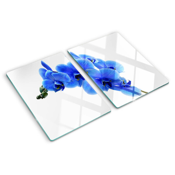 Glass cutting board Blue orchids