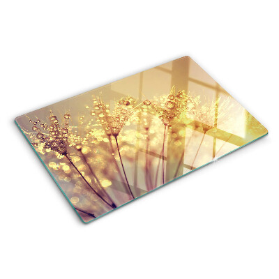 Chopping board Flowers with water drops