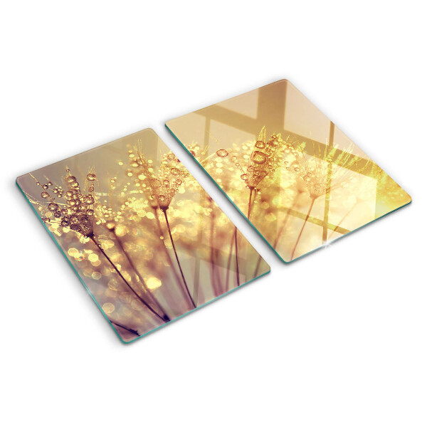 Chopping board Flowers with water drops