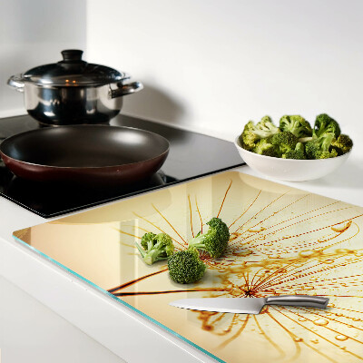 Chopping board Flowers with water drops