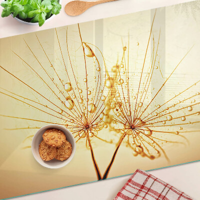 Chopping board Flowers with water drops