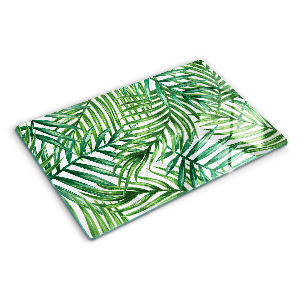 Glass kitchen board Palm leaves in shades of green