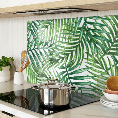 Glass kitchen board Palm leaves in shades of green