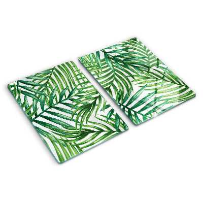 Glass kitchen board Palm leaves in shades of green