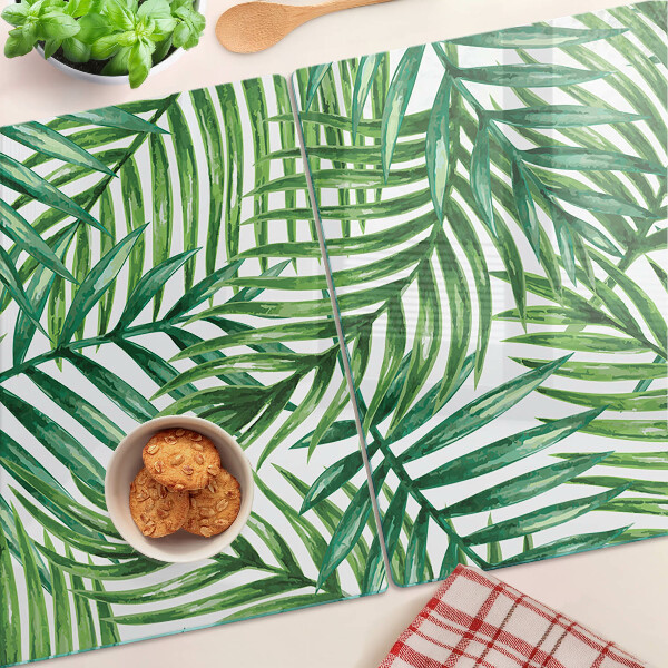 Glass kitchen board Palm leaves in shades of green