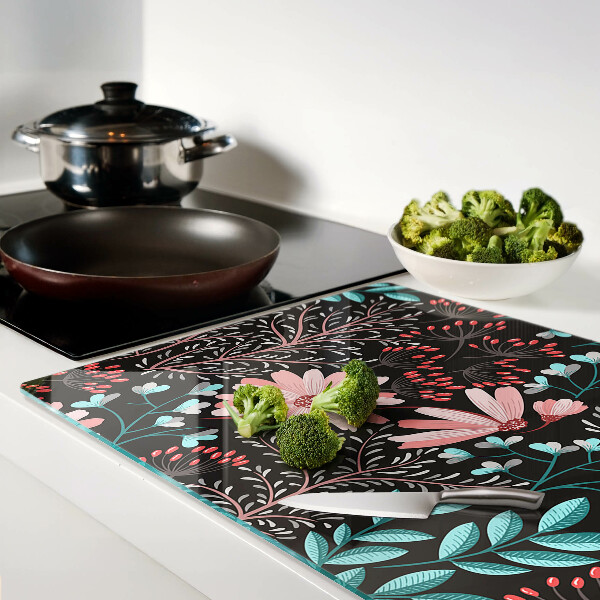 Cutting board Floral pattern on a dark background