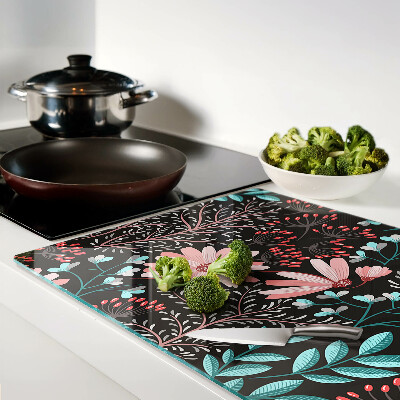 Cutting board Floral pattern on a dark background