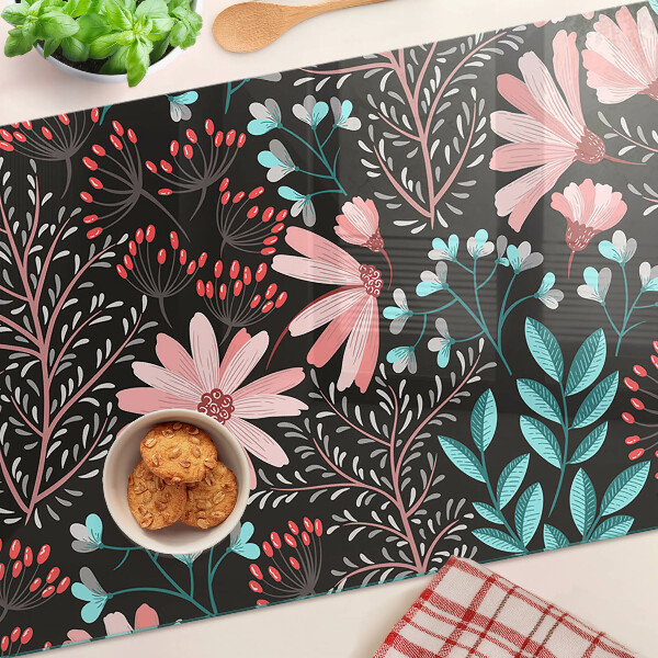 Cutting board Floral pattern on a dark background