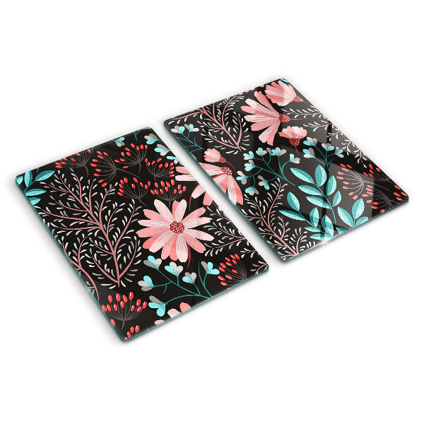 Cutting board Floral pattern on a dark background
