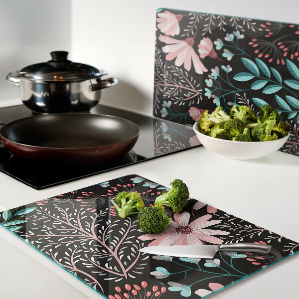 Cutting board Floral pattern on a dark background