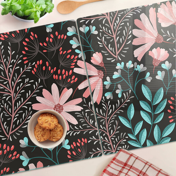 Cutting board Floral pattern on a dark background