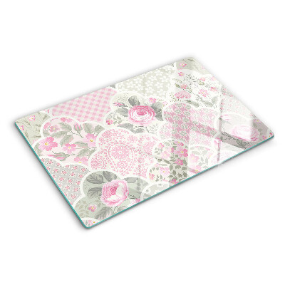 Glass chopping board Floral pattern in pastel shades