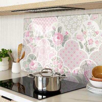 Glass chopping board Floral pattern in pastel shades