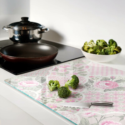 Glass chopping board Floral pattern in pastel shades